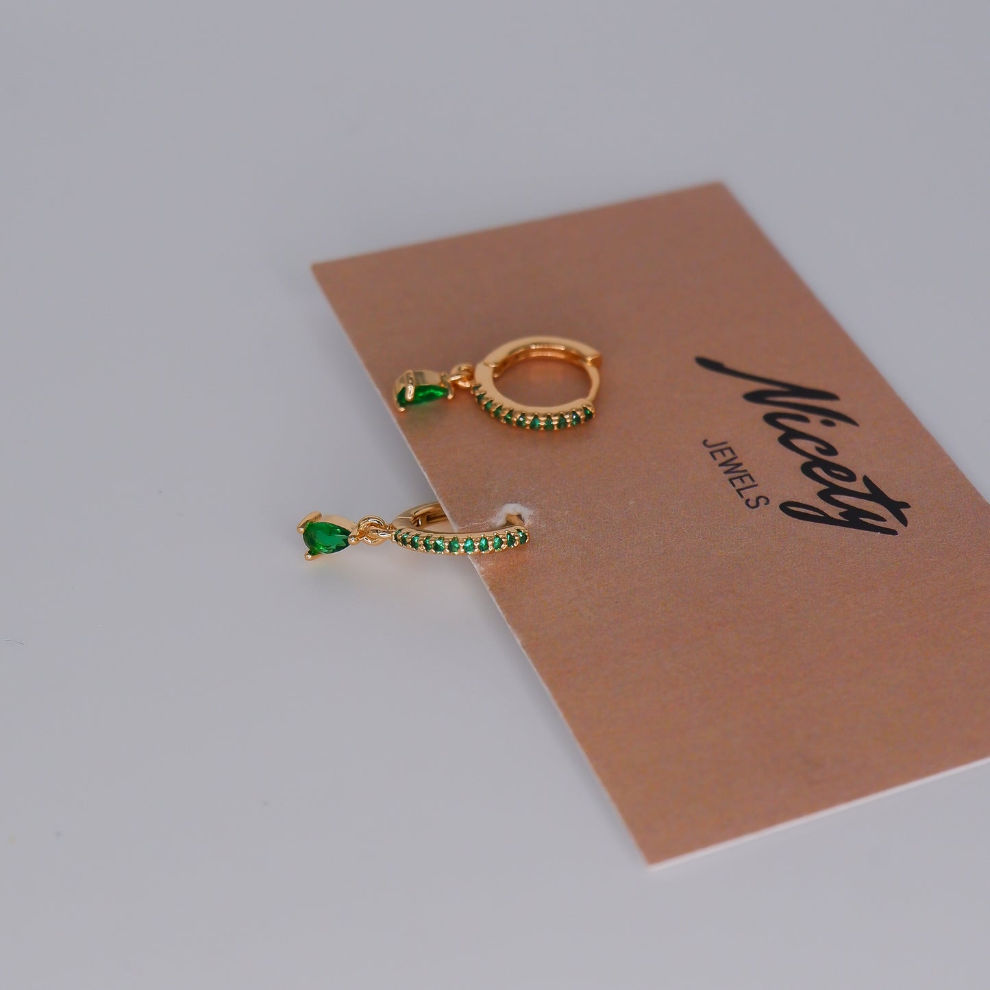 Argola Hipoalergénica Pendente Verde