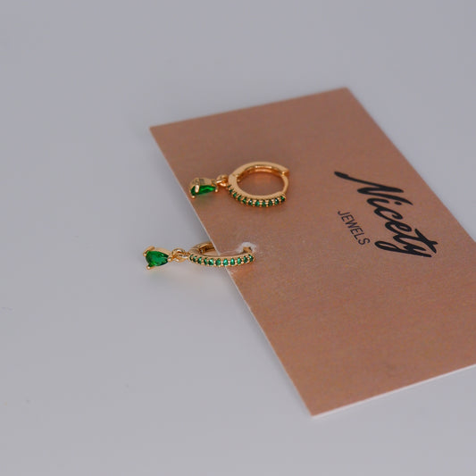 Argola Hipoalergénica Pendente Verde