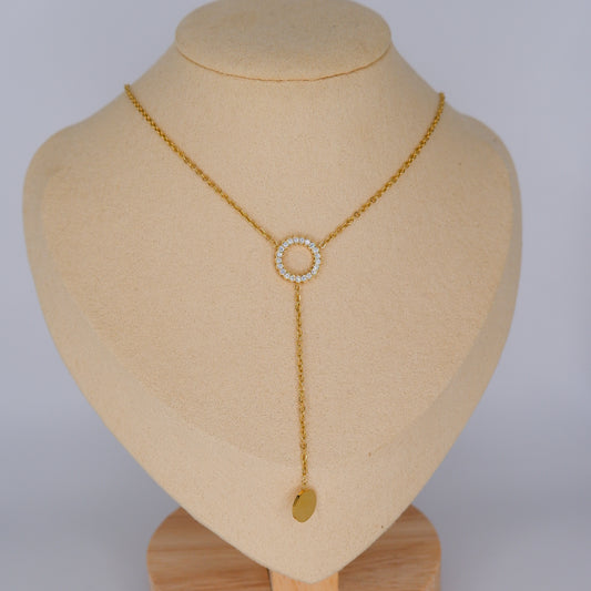 Colar Dourado Círculo Pendente