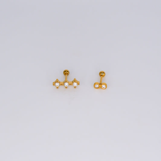 Piercing Aço Inoxidável 3 e 2 Brilhos