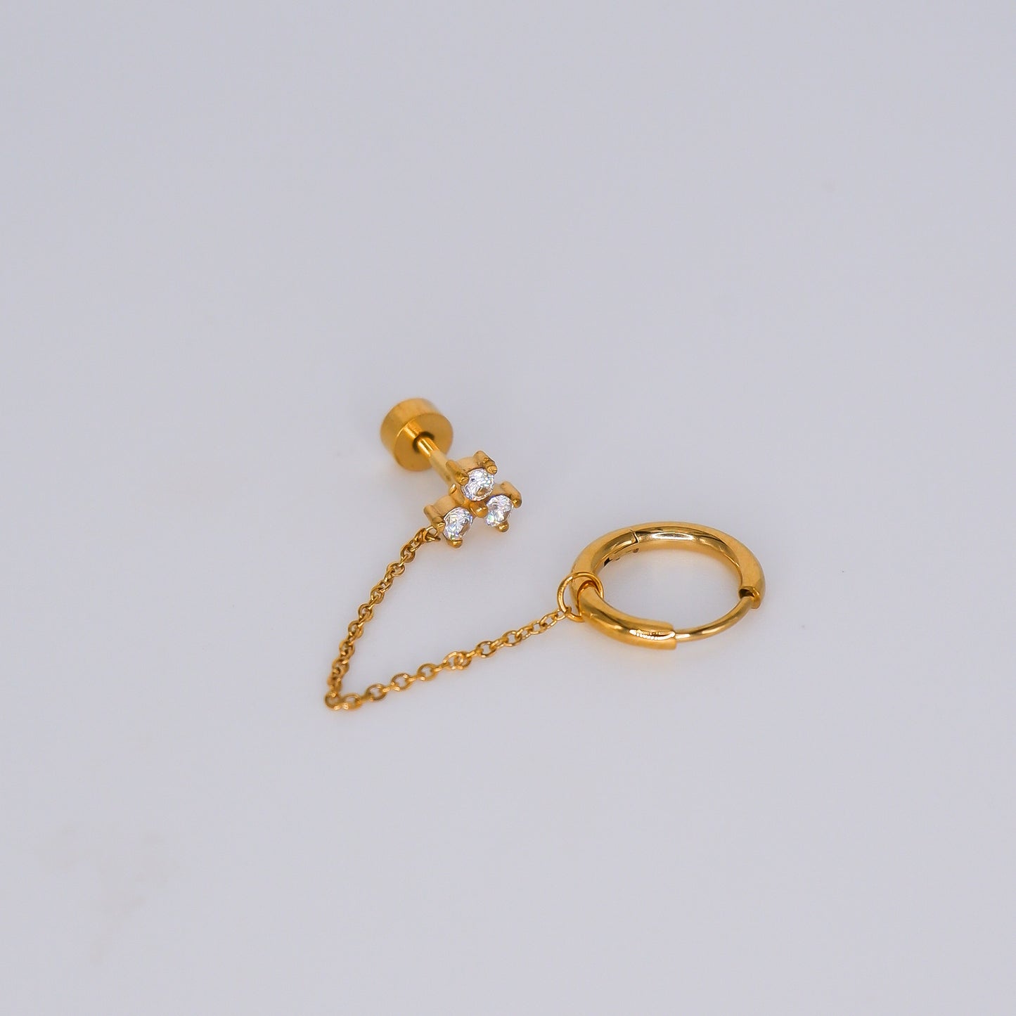 Piercing Aço Inoxidável Corrente Duplo Argola 8mm