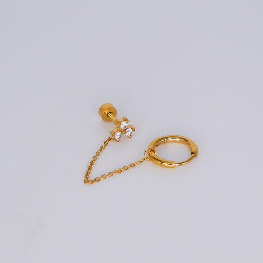 Piercing Aço Inoxidável Corrente Duplo Argola 8mm
