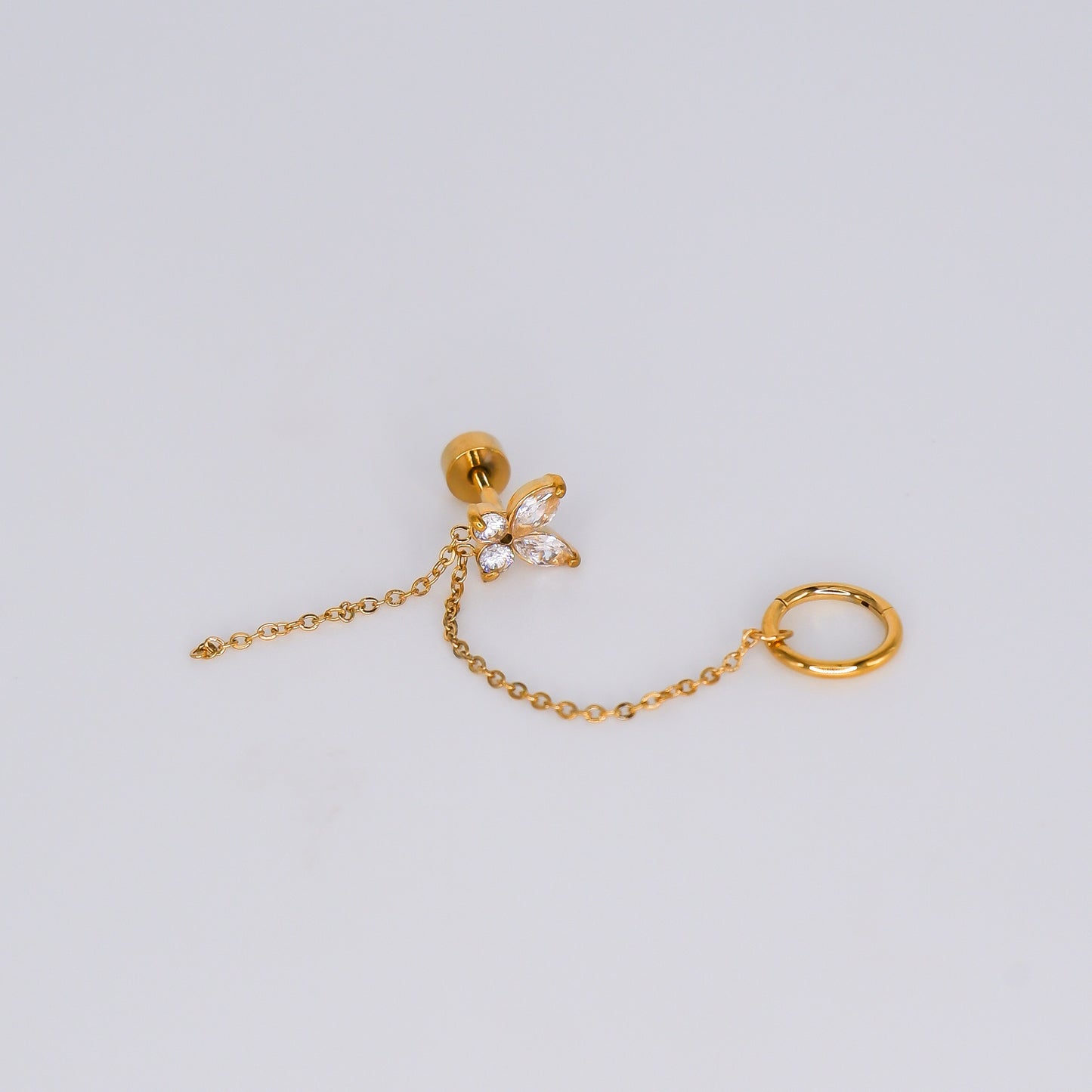 Piercing Aço Inoxidável Corrente Duplo Argola 6mm