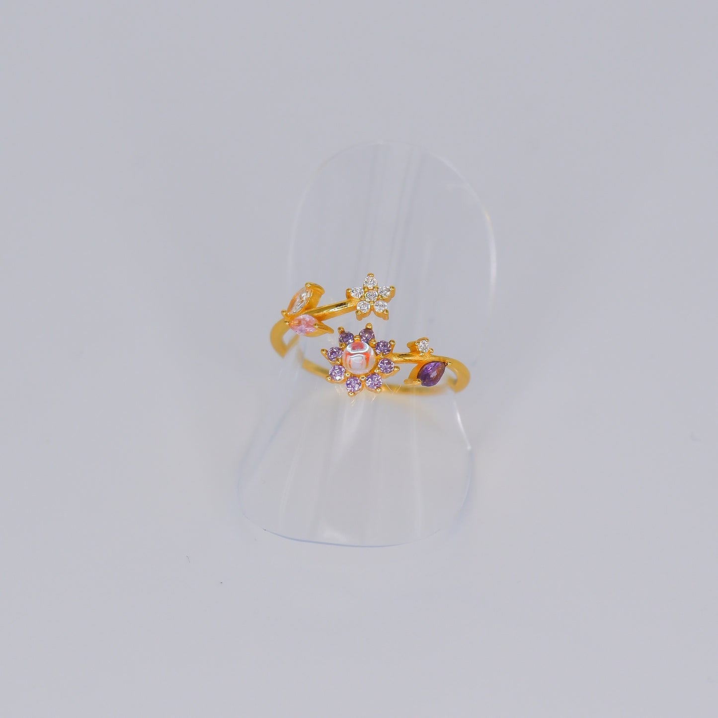 Anel S925 Ajustável Flores