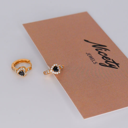 Argola Hipoalergénica 1 Coração Preto