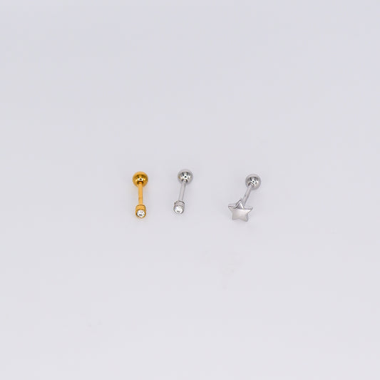 Piercing Aço Inoxidável Mini Ponto de Luz e Estrela