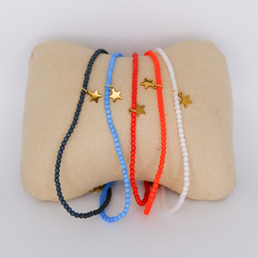 Pulseira Pé Dourada Cores e Estrela