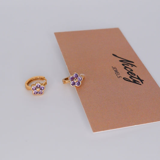 Argola Hipoalergénica Flor Lilás