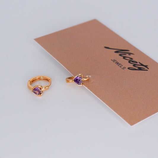 Argola Hipoalergénica Coração Lilás