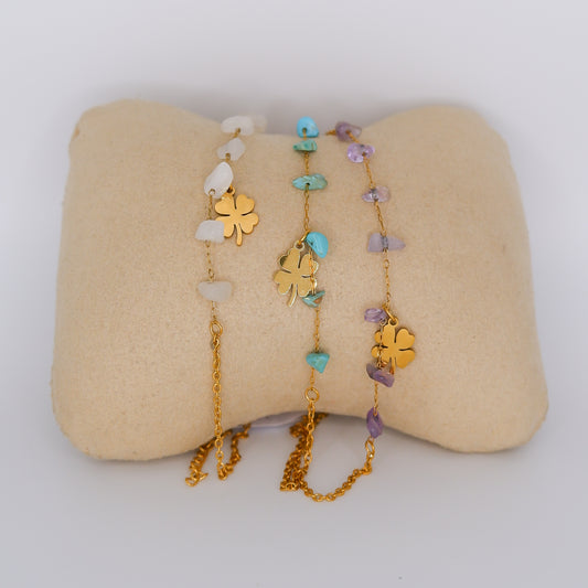 Pulseira Pé Dourada Trevos