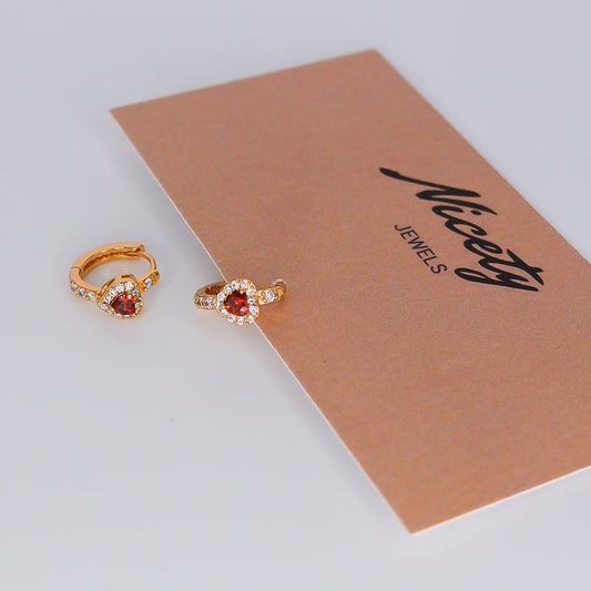 Argola Hipoalergénica 1 Coração Vermelho