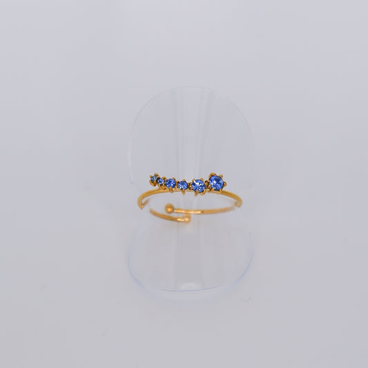 Anel Ajustável Curvo Azul