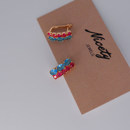 Argola Hipoalergénica Azul e Rosa