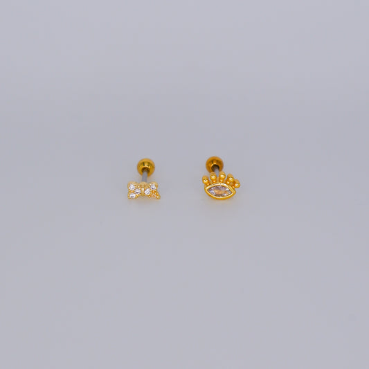 Piercing Bolinha Aço Inoxidável Laço e Olho