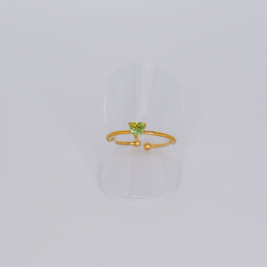 Anel Ajustável Coração Verde