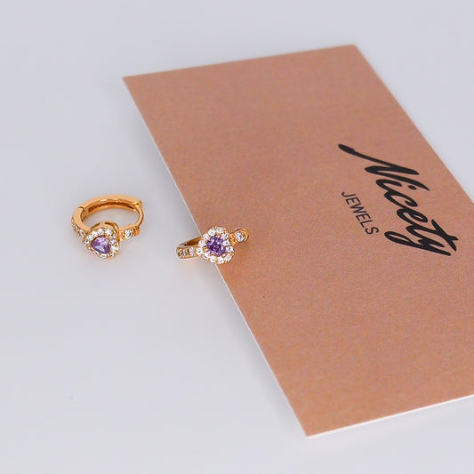 Argola Hipoalergénica 1 Coração Lilás