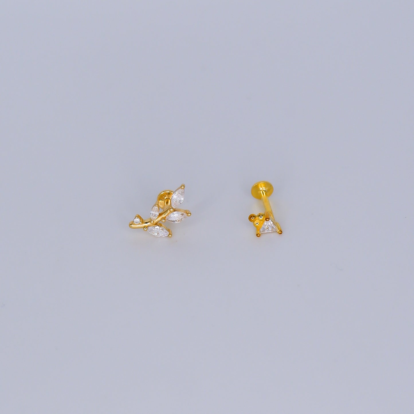 Piercings Achatados Dourados #34 Folha e Triângulo