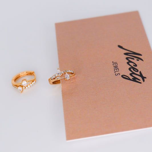 Argola Hipoalergénica 2 Gotas efeito Duplo