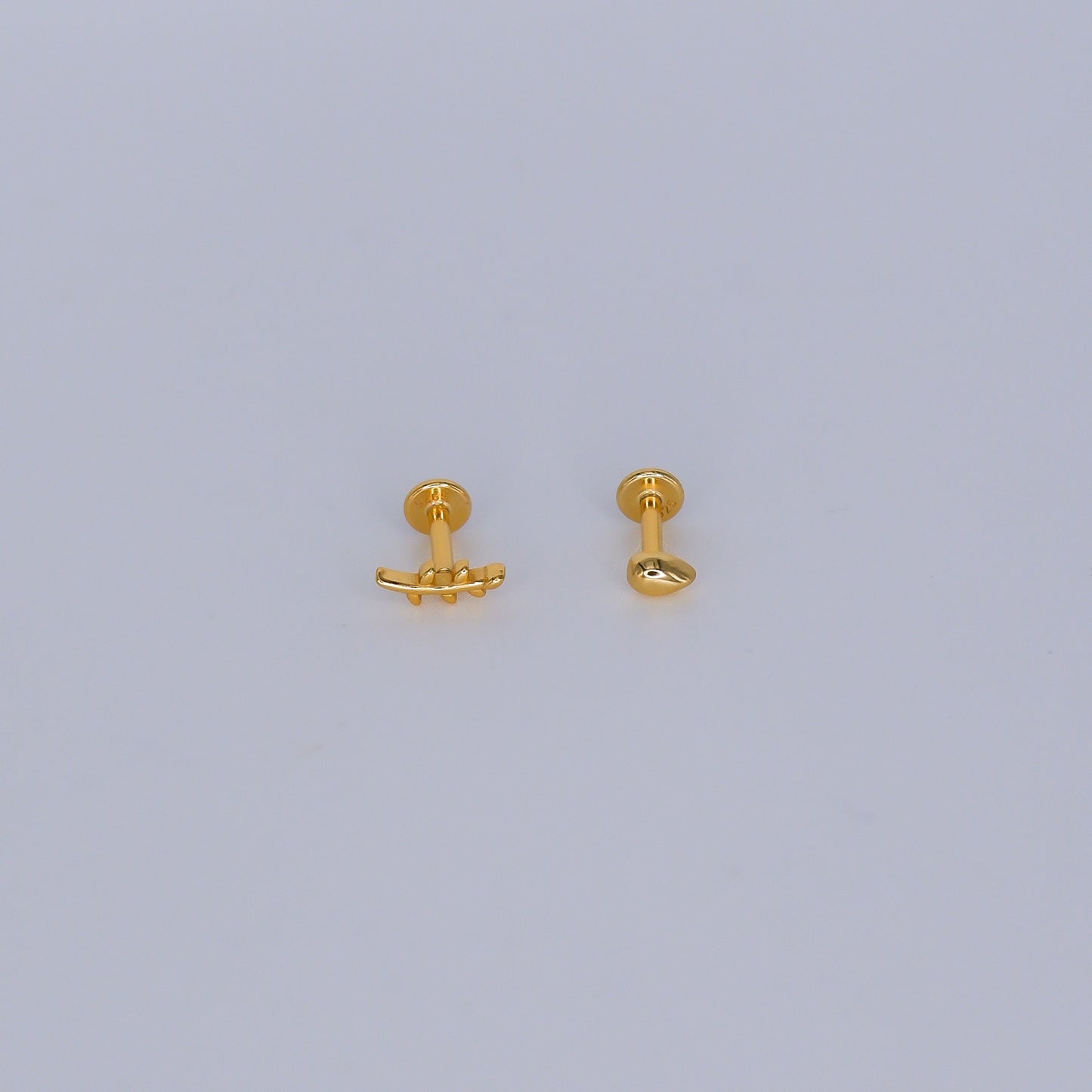 Piercings Achatados Dourados #35 Folha e Gota