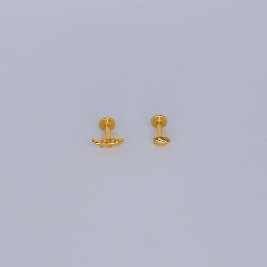 Piercings Achatados Dourados #35 Folha e Gota