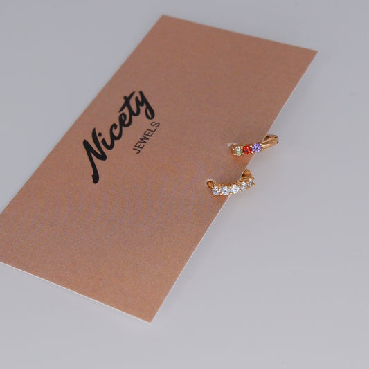 Mini Argolas 7,5mm Hipoalergénicas Brillantes e 3 Brilhantes Coloridas