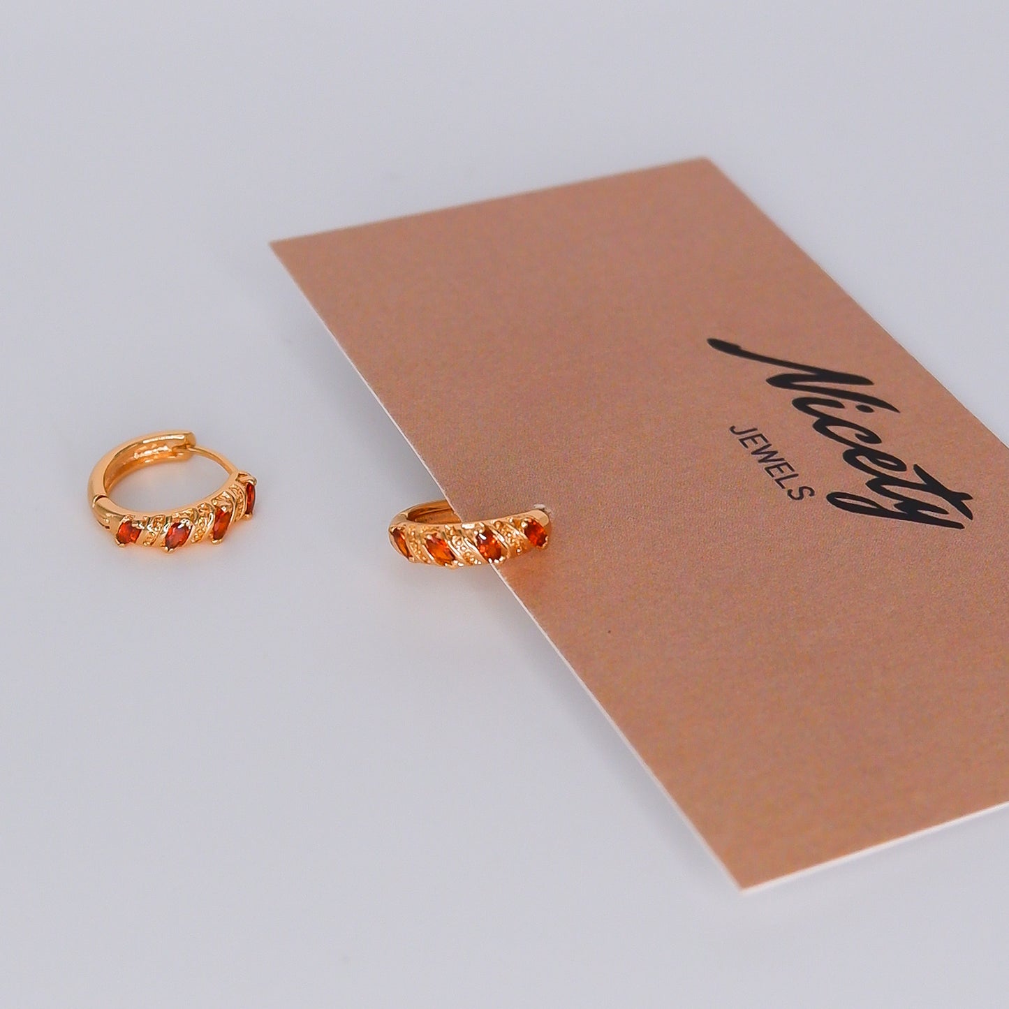 Argola Hipoalergénica 4 Brilhos Ovais Laranja