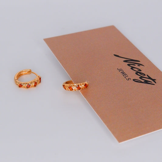 Argola Hipoalergénica 4 Brilhos Ovais Laranja