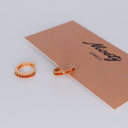 Argola Hipoalergénica Brilhantes Risquinhos Laranja