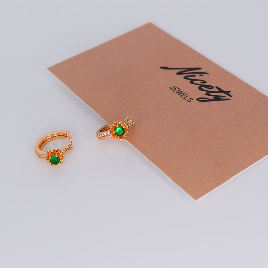 Argola Hipoalergénica Flor Verde