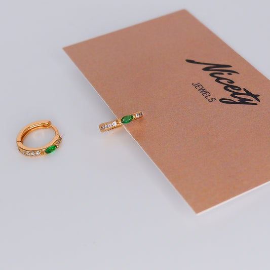 Argola Hipoalergénica 1 Brilhante Oval Verde