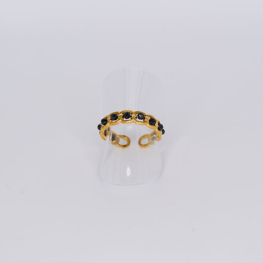 Anel Ajustável Dourado e Preto