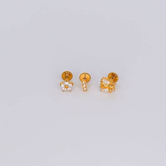 Piercing Achatado Flor, Risco e Abelha