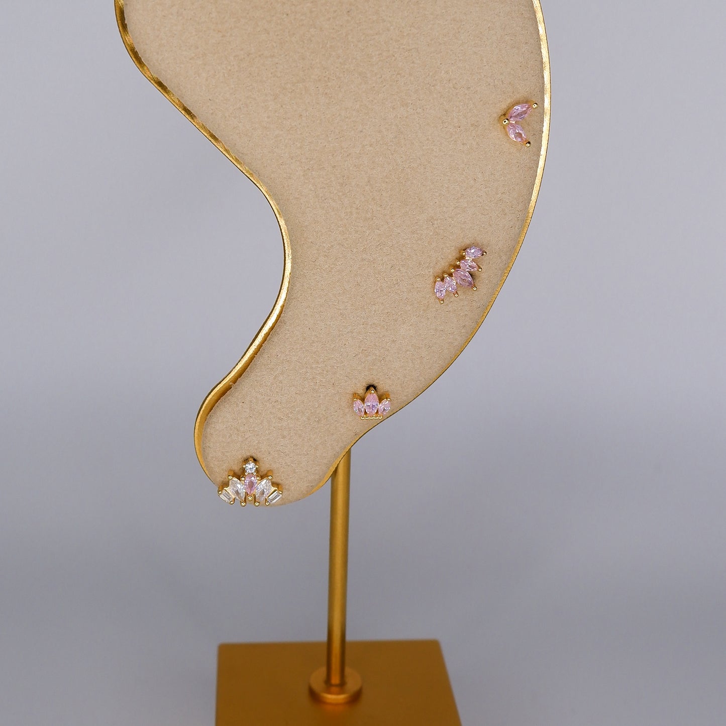 Piercings Bolinha Dourados Rosa Bebé