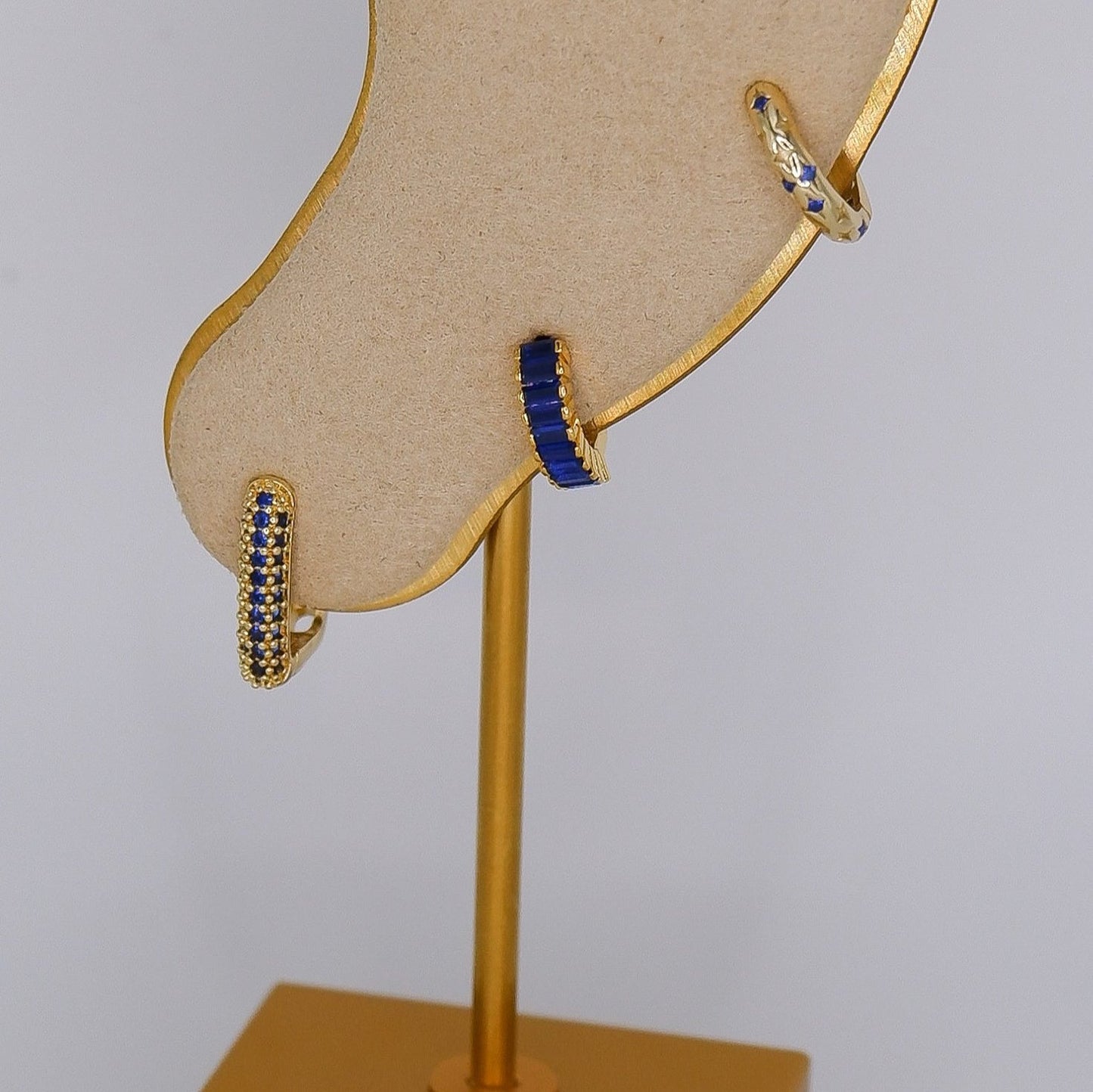 Argola S925 Azul Escuro c/ Brilhantes