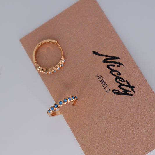 Argola Hipoalergénica Brilhantes Azul Bébé