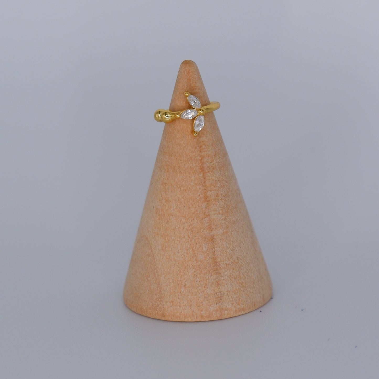 Earcuff S925 Dourada Meia Flor