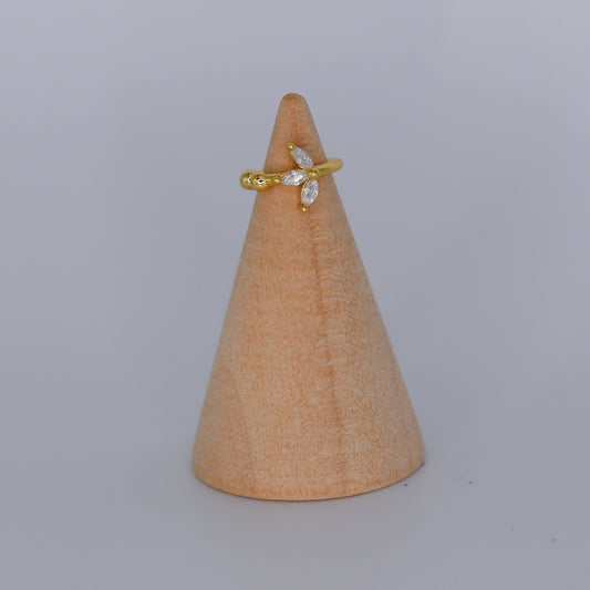 Earcuff S925 Dourada Meia Flor