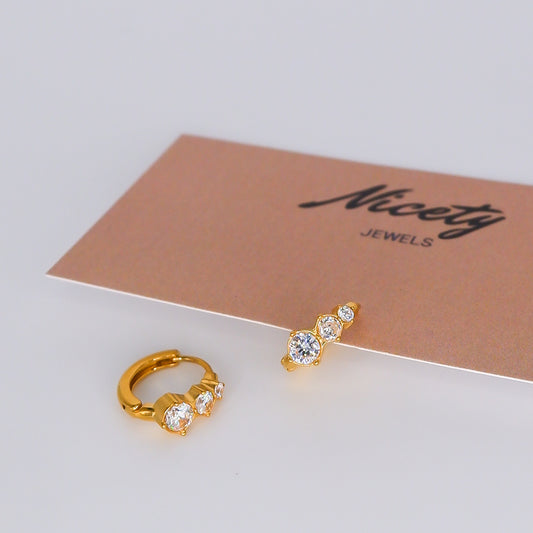 Argola 3 Brilhantes Transparentes