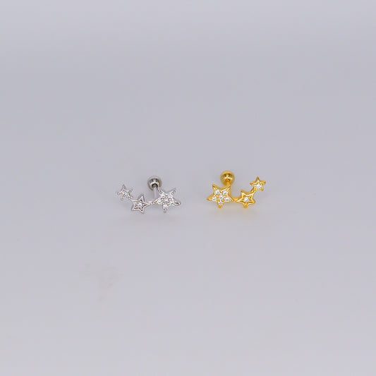 Piercings Bolinha Dourados e Prateado #40 Três Estrelas