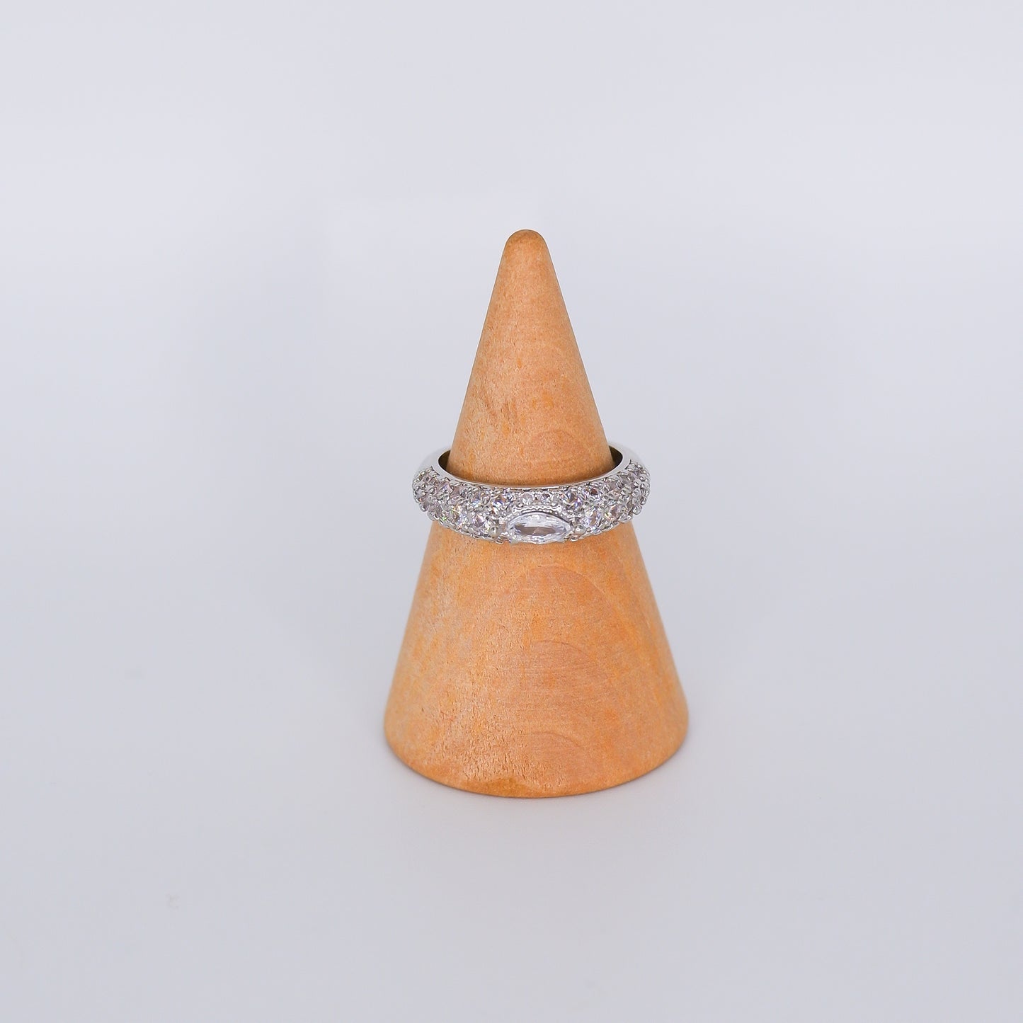 Anel S925 1 Pedra Oval Prateado