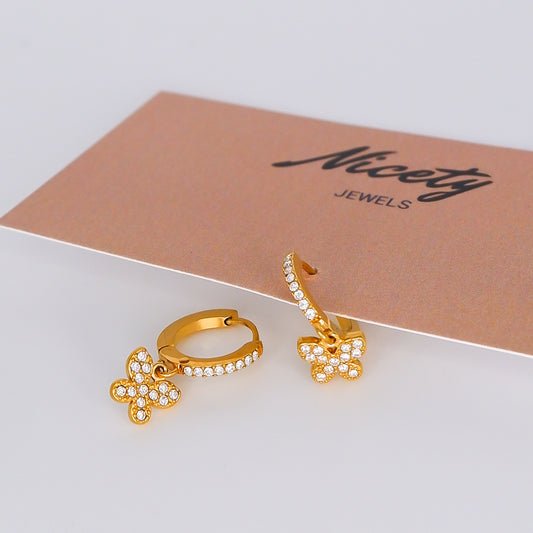 Argola Borboletas Brilhantes Transparentes