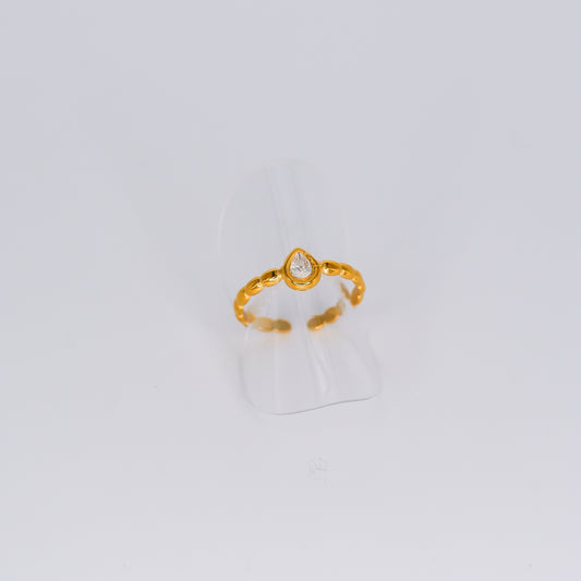 Anel Ajustável 1 Pedra Transparente