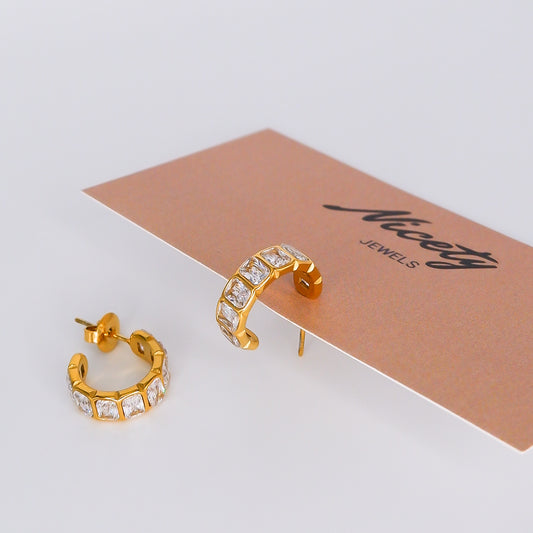 Argola Brilhante Transparentes Rectangulares