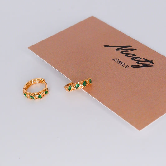 Argola Hipoalergénica 4 Brilhos Ovais Verdes