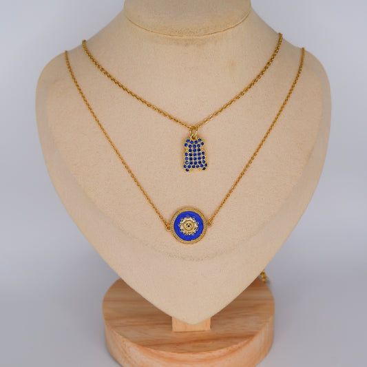 Colares Urso Azul Brilhantes e Medalha Azul