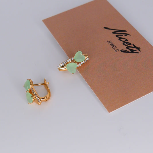 Argola Hipoalergénica 2 Corações Verdes