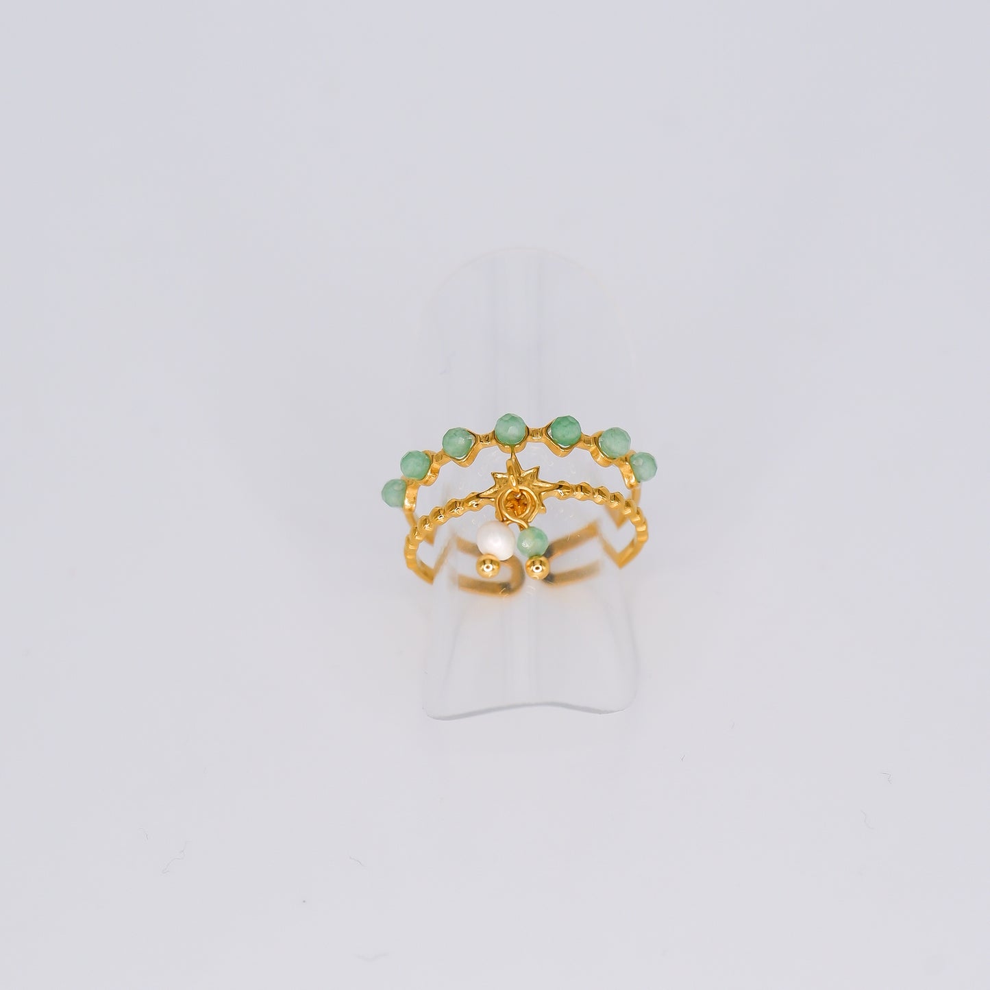 Anel Duplo Verde Água