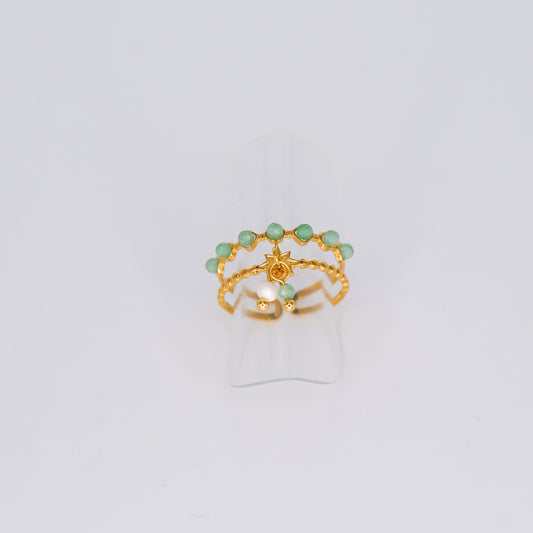 Anel Duplo Verde Água