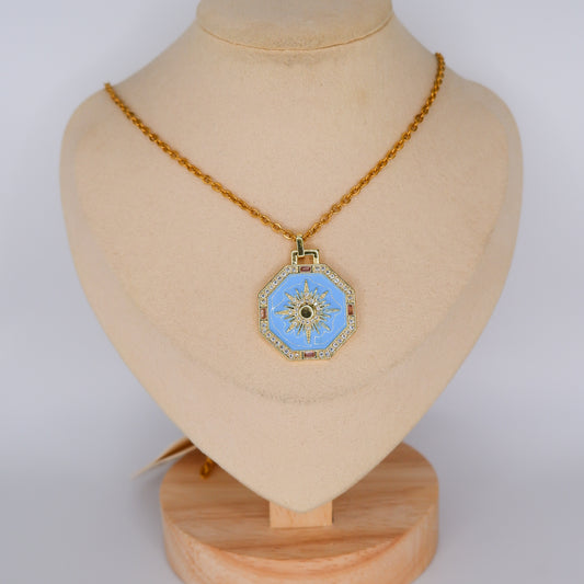 Colar Pendente Circular com Sol