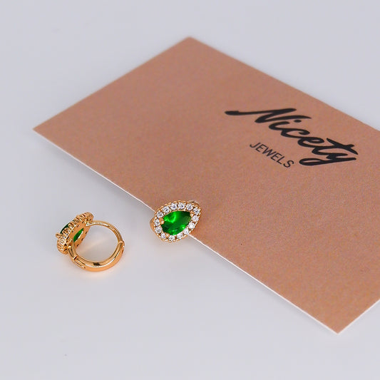 Argola Hipoalergénica Gota Verde